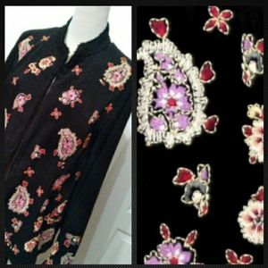 COLDWATER CREEK BLACK EMBROIDERED JACKET OPEN FRONT XL WOMENS X-LARGE